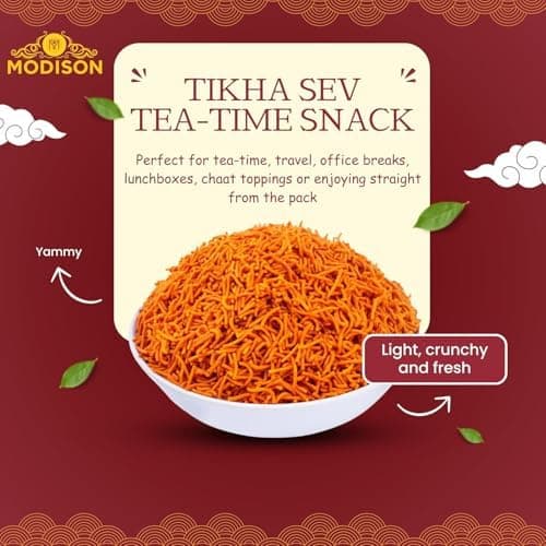 BalGokul Foods Tikhi Sev – Spicy & Crispy Authentic Gujarati Namkeen | Teekha Gathiya Snacks | Traditional Indian Savoury Munchies – 900g (Pack of 5) thumbnail 6