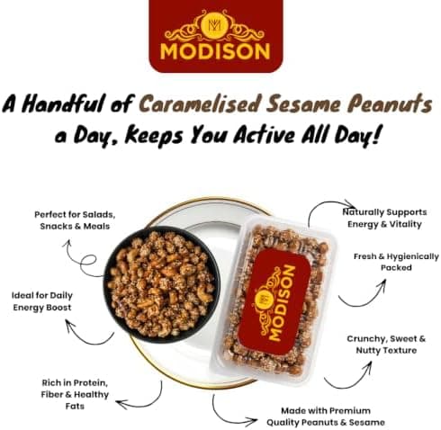 BalGokul Foods Caramelised Sesame Peanuts Indian Snacks Sweet Crunchy 400g thumbnail 3