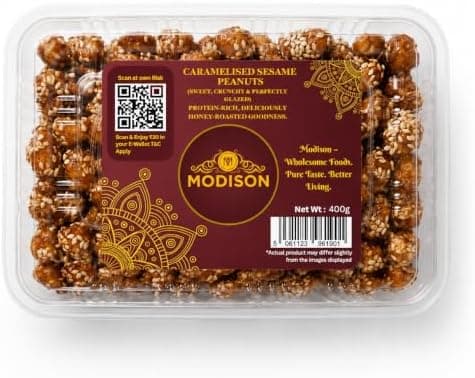 BalGokul Foods Caramelised Sesame Peanuts Indian Snacks Sweet Crunchy 400g