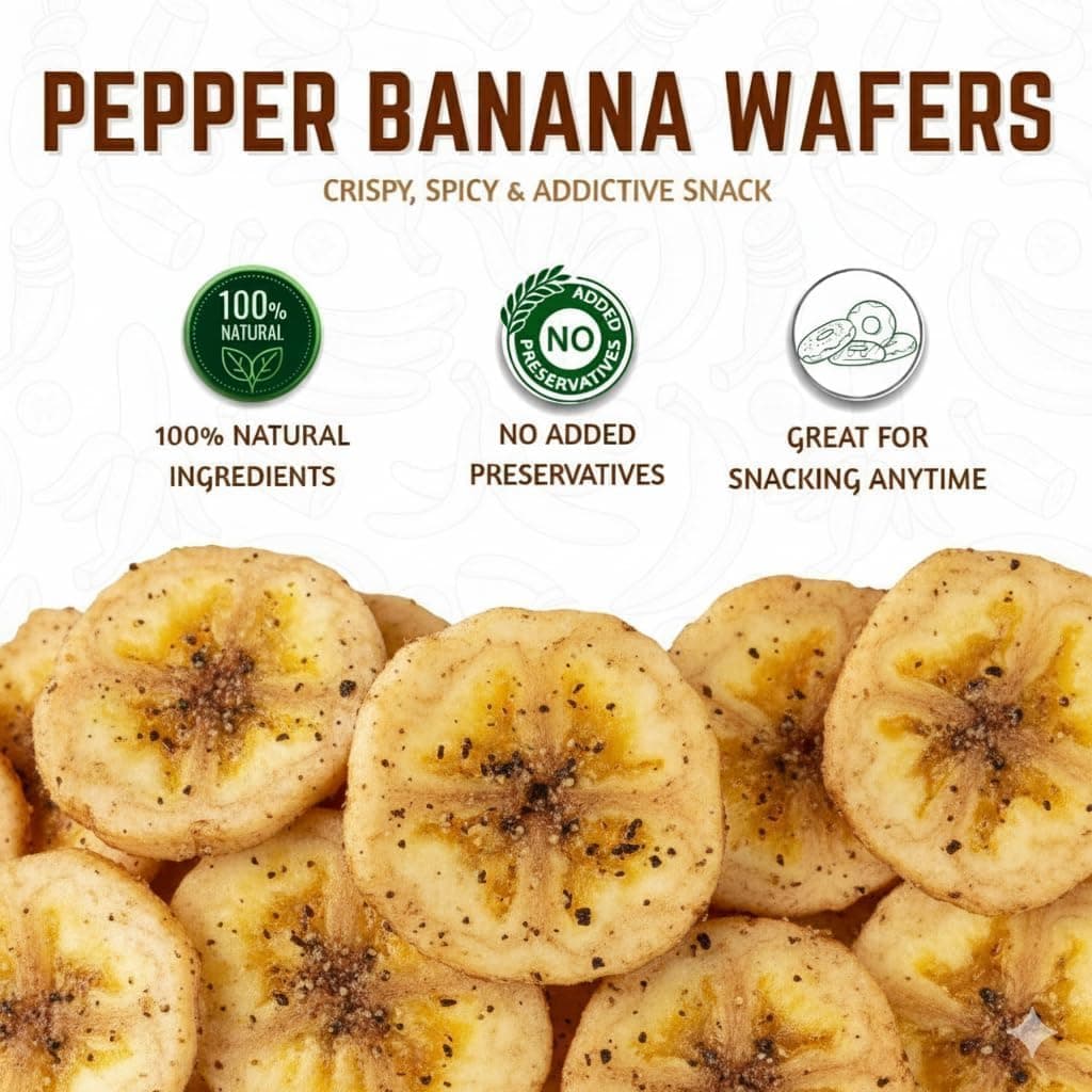 BalGokul Foods Banana Black Pepper Wafers Indian Snacks Crispy 360g thumbnail 10