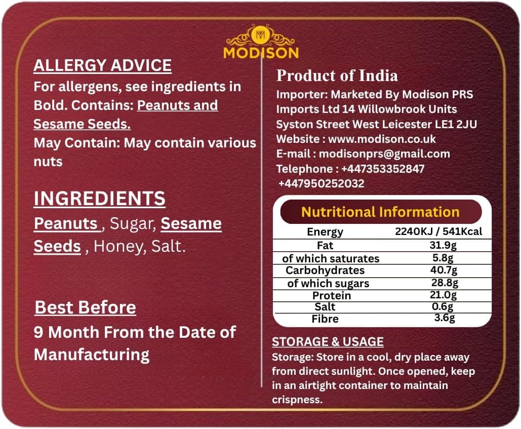 BalGokul Foods Caramelised Sesame Peanuts Indian Snacks Sweet Crunchy 400g thumbnail 9