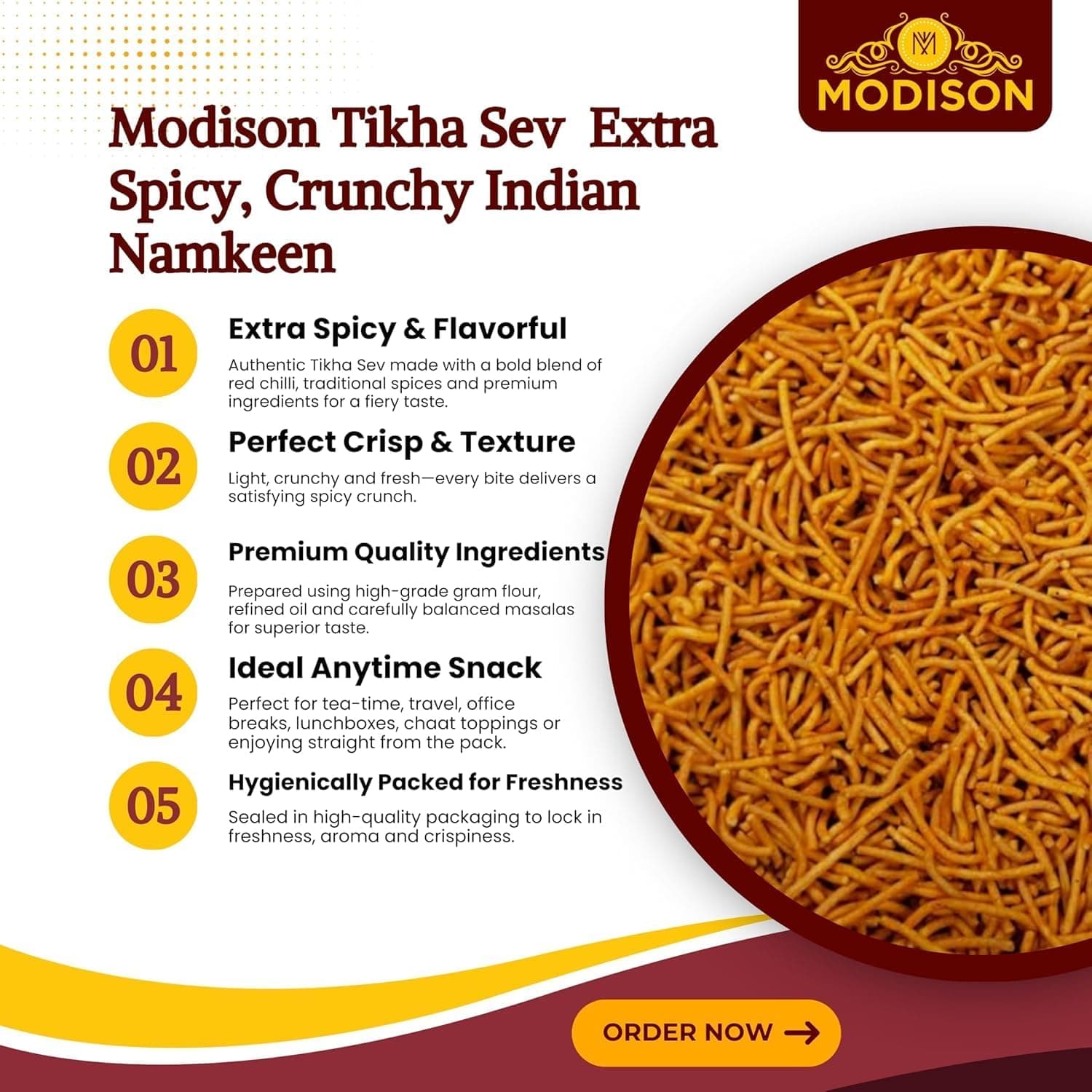 BalGokul Foods Tikhi Sev – Spicy & Crispy Authentic Gujarati Namkeen | Teekha Gathiya Snacks | Traditional Indian Savoury Munchies – 900g (Pack of 5) thumbnail 9