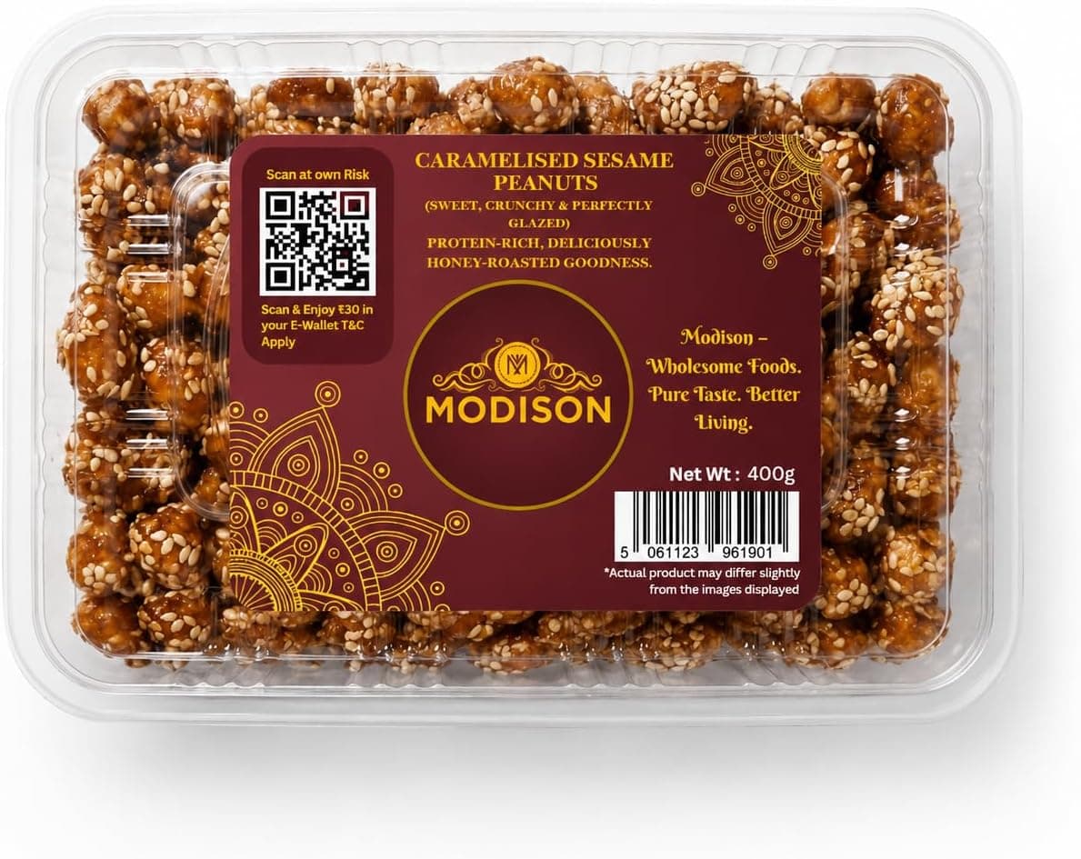 BalGokul Foods Caramelised Sesame Peanuts Indian Snacks Sweet Crunchy 400g thumbnail 8