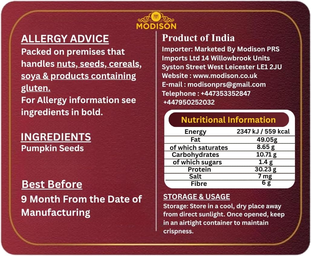BalGokul Foods Pumpkin Seeds Superfoods Natural Pepitas Protein Fibre 400g thumbnail 10