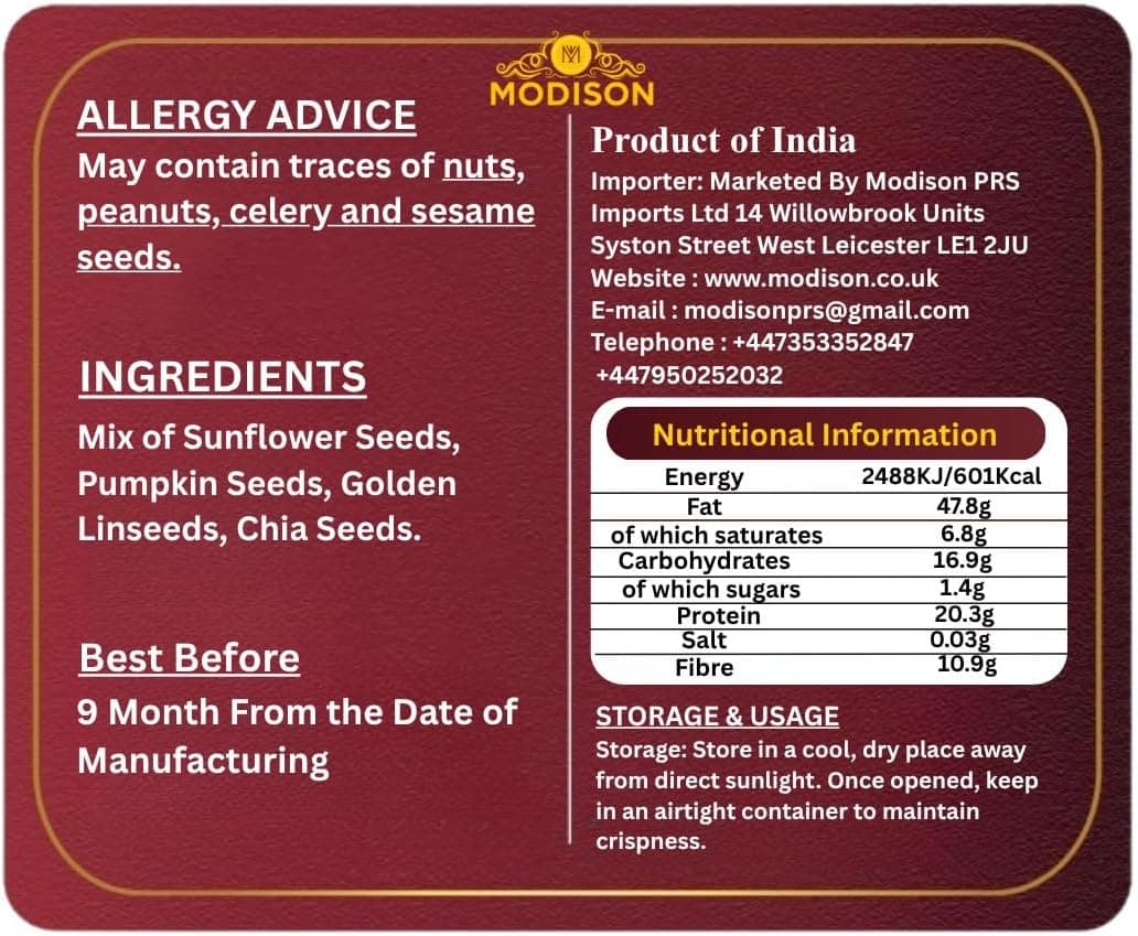 BalGokul Foods Mixed Seeds Blend Superfoods Chia Flax Pumpkin Sunflower 250g thumbnail 10