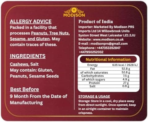 BalGokul Foods Roasted Cashew Nuts Healthy Snacks Protein Rich Kaju 400g product image 2