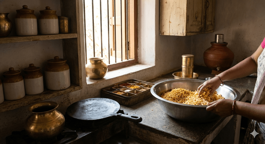 traditional masala sev murmura preparation