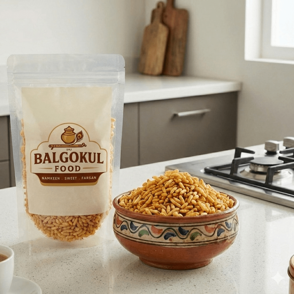 modern packaged masala sev murmura